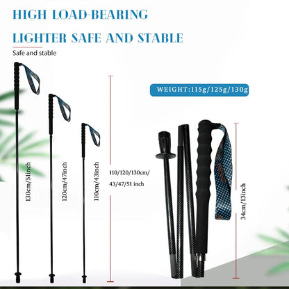 Carbon Fiber Collapsible Telescopic Walking Trekking Poles