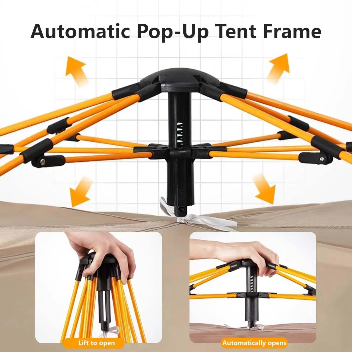Automatic Pop Up Windproof Rain Resistant Camping Tent