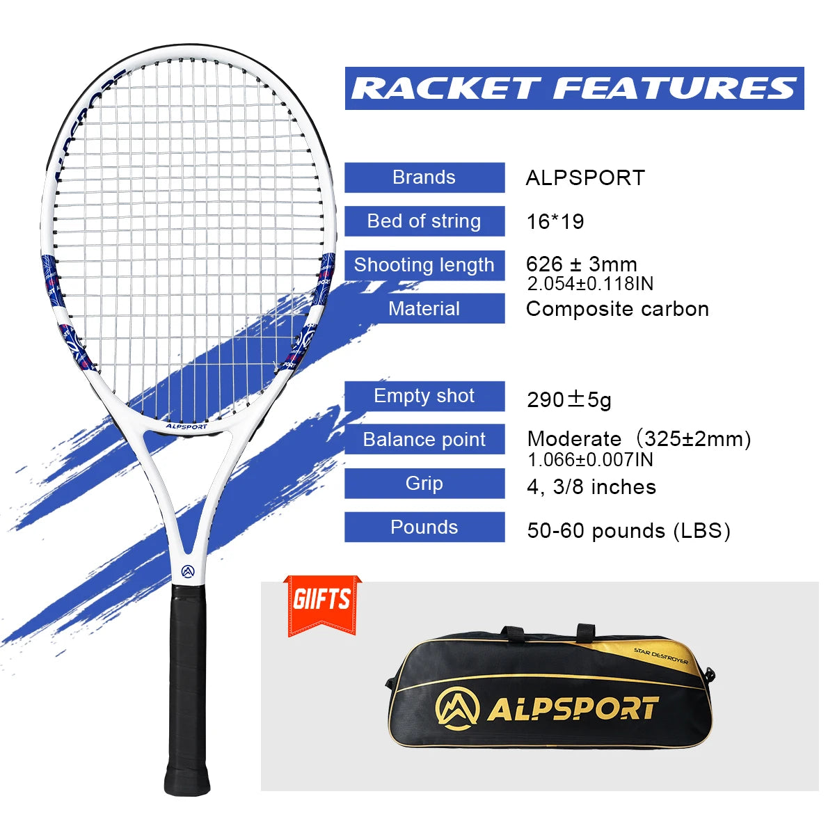 T800 18K Carbon Fiber Tennis Racket
