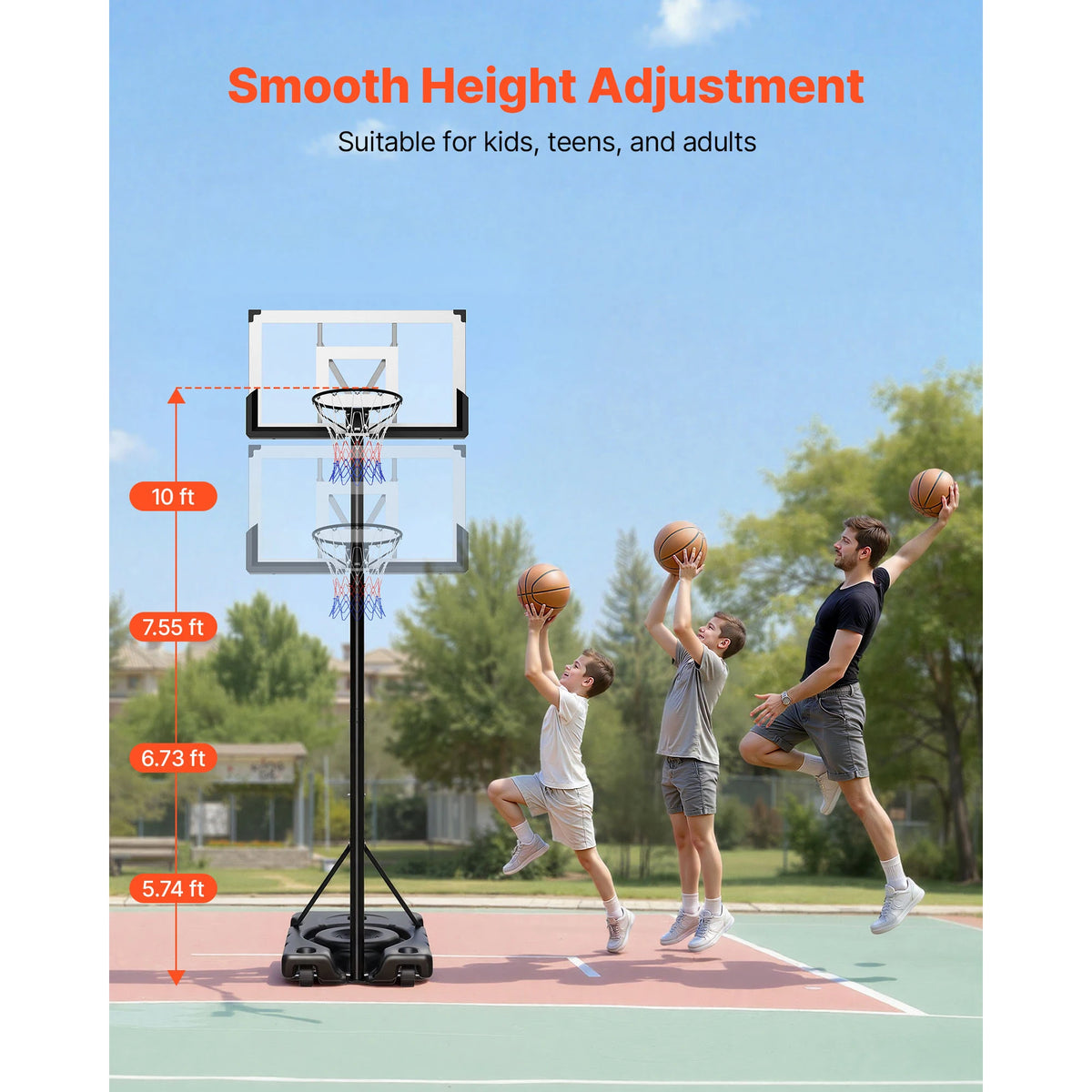 Portable Basketball Hoop Adjustable 10 Foot Stand