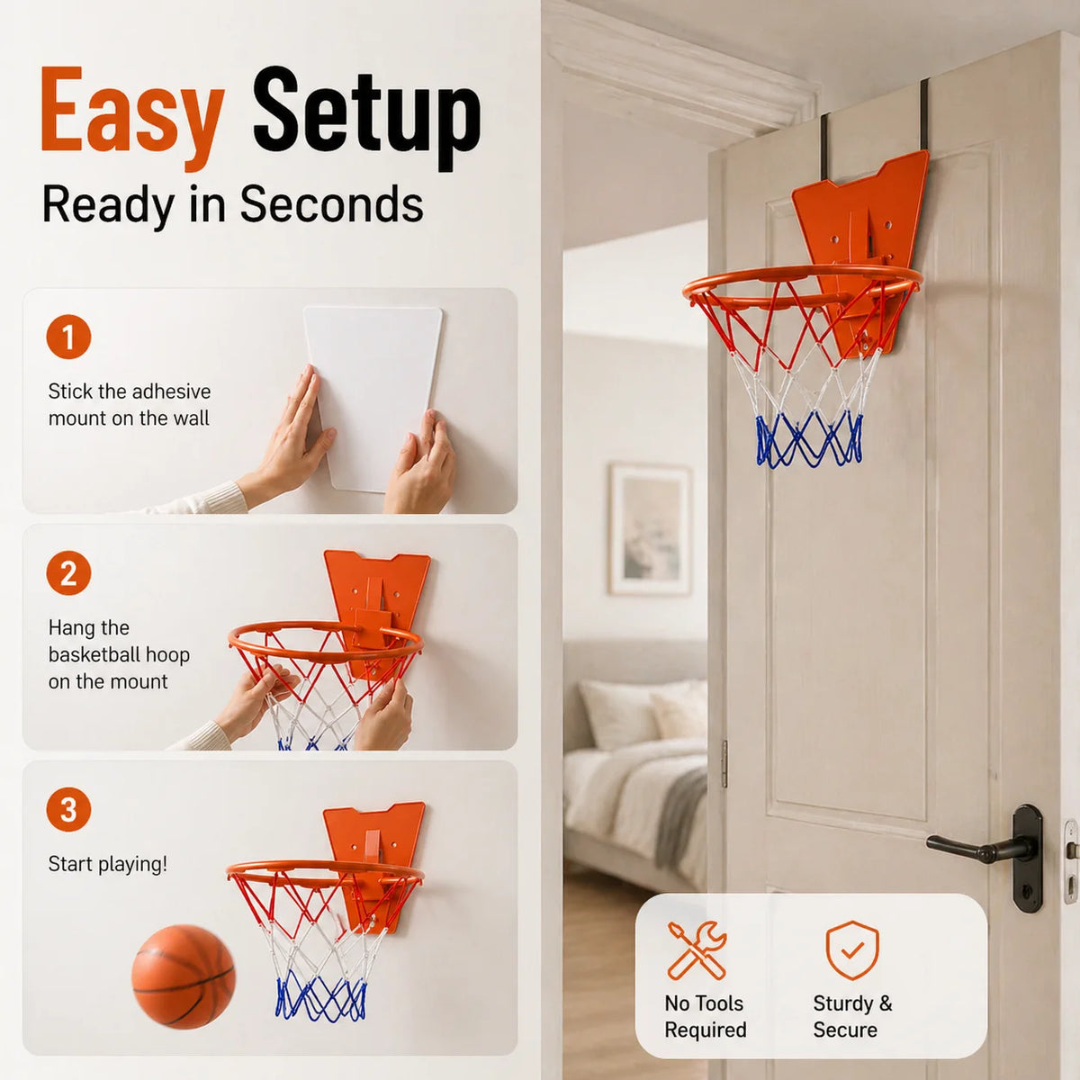 Silent Indoor Basketball Hoop Set Foam Training Ball