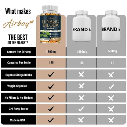 Ginkgo Biloba Brain Support Memory Focus Supplement