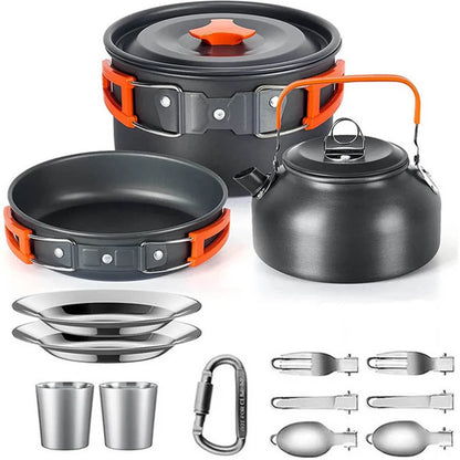 Camping Cooking Set Non Stick Pots Teapot Tableware