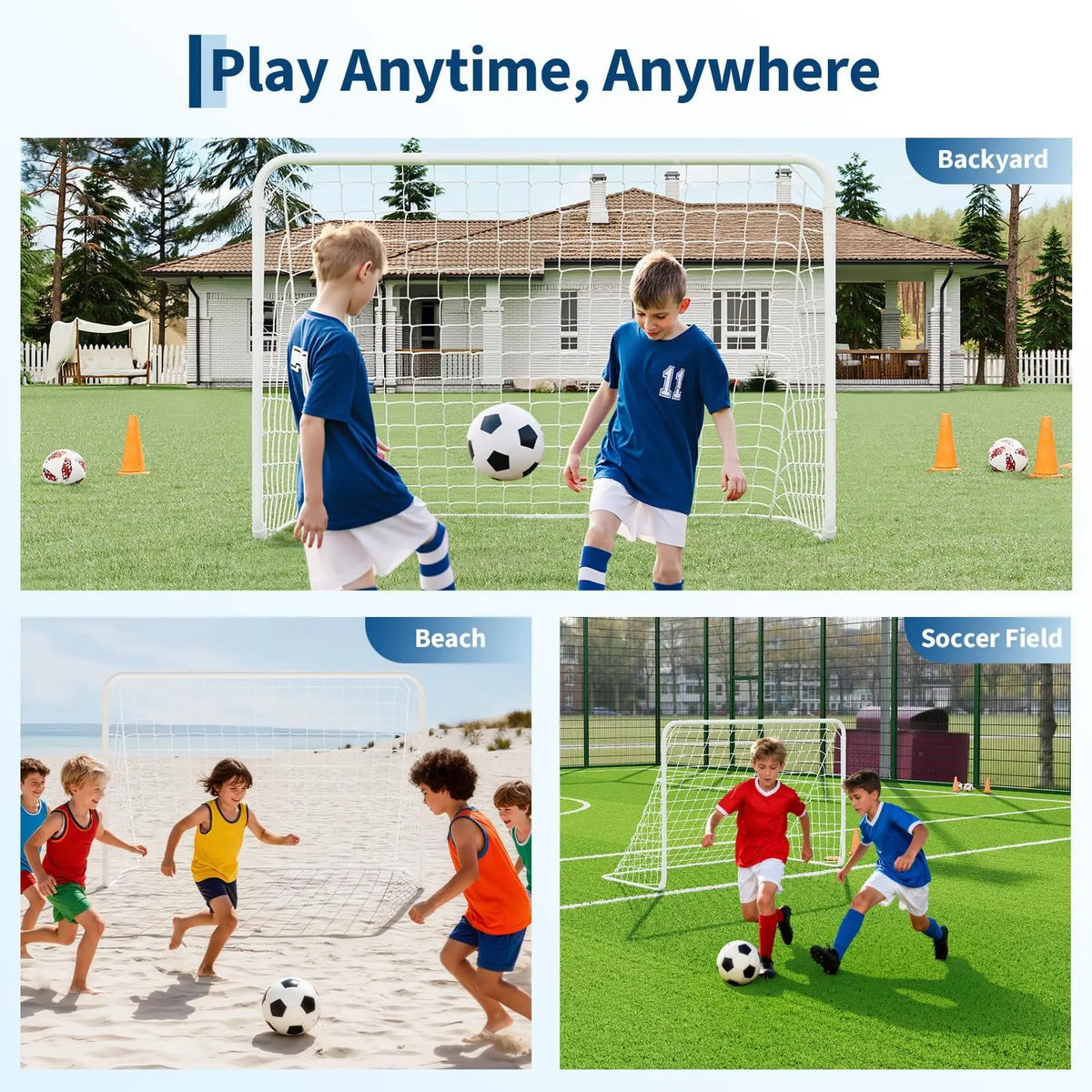 6x4ft Portable Foldable Soccer Goal Steel Frame Net