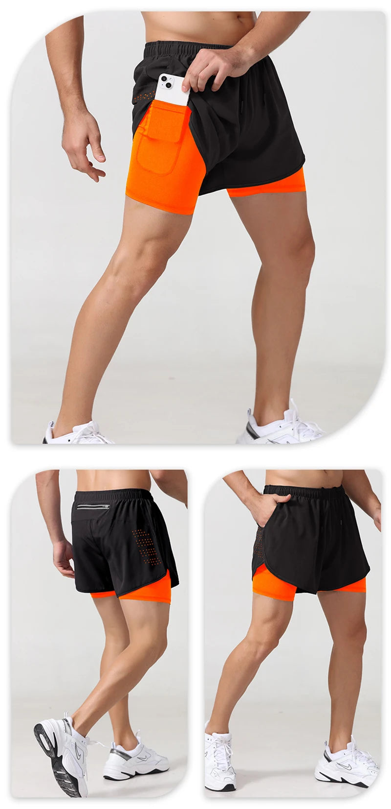 Men's Quick Dry Double Layer Running Workout Shorts