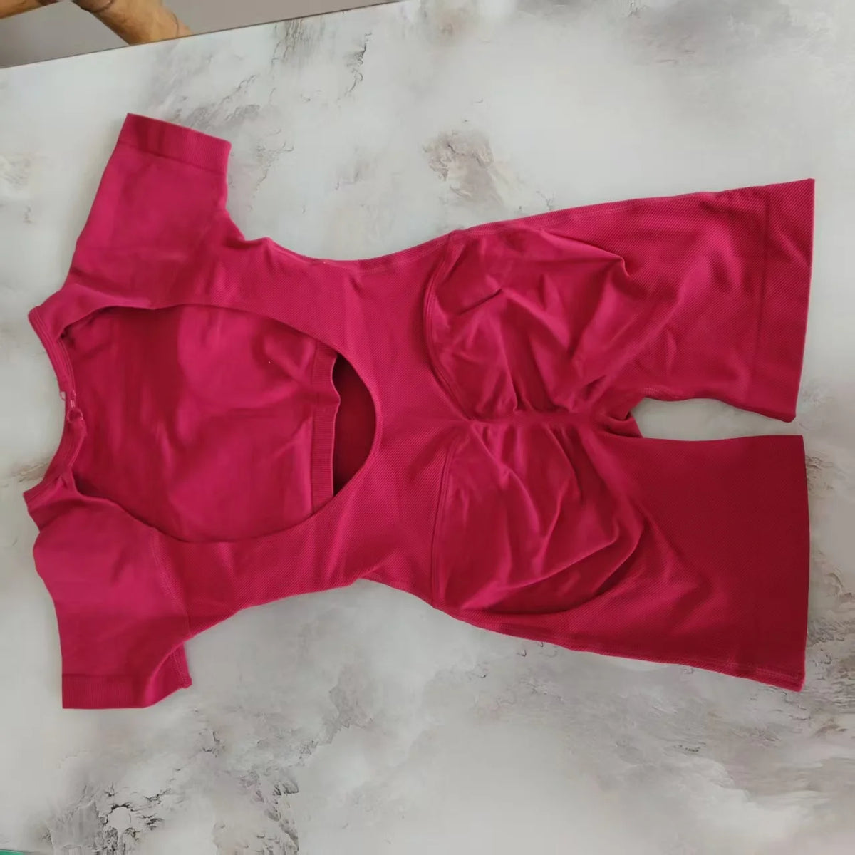 Women's Short Sleeve Backless Fitness Playsuit Activewear