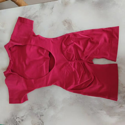 Women's Short Sleeve Backless Fitness Playsuit Activewear