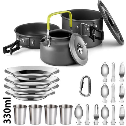Camping Cooking Set Non Stick Pots Teapot Tableware