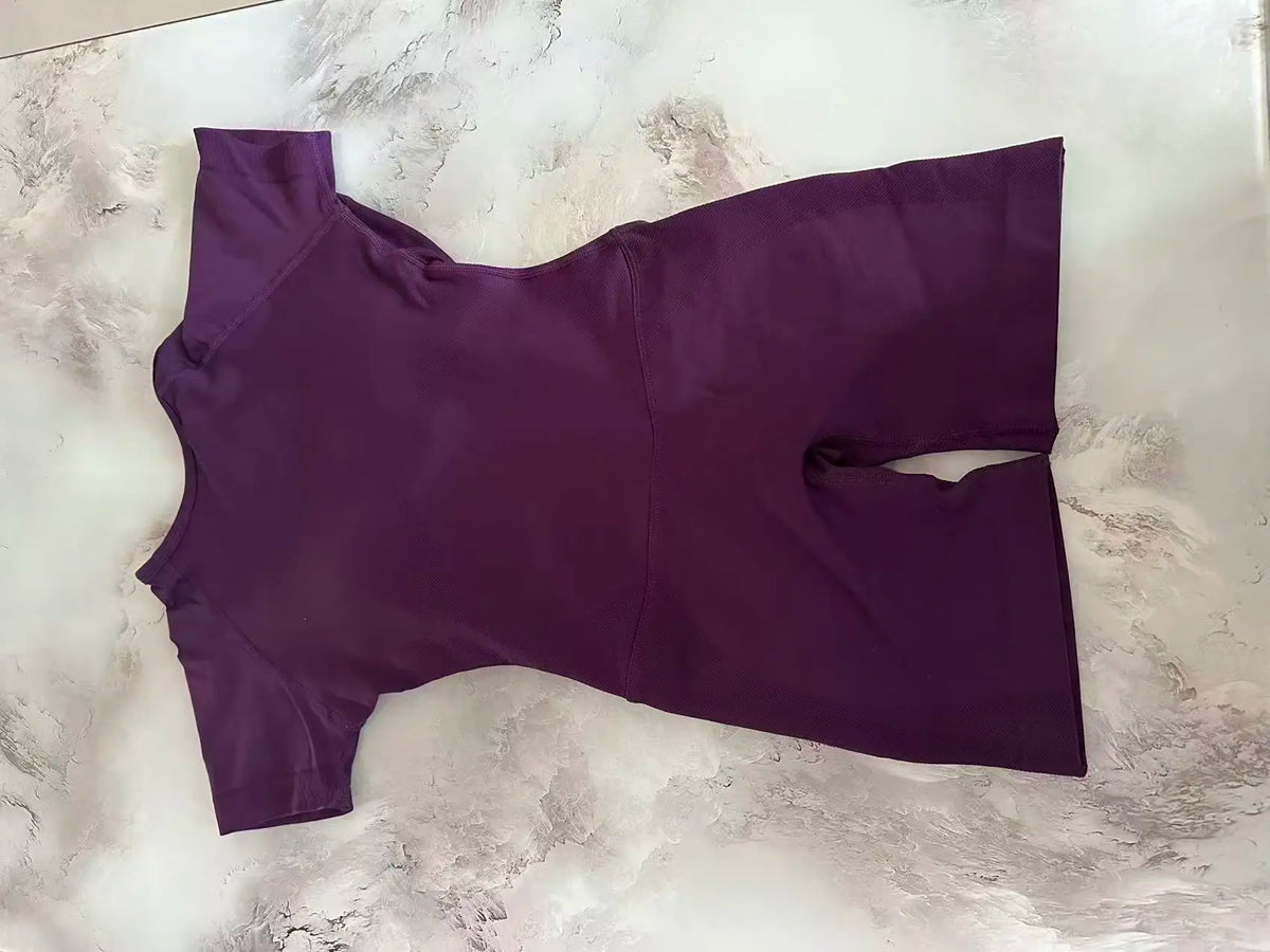 Women's Short Sleeve Backless Fitness Playsuit Activewear