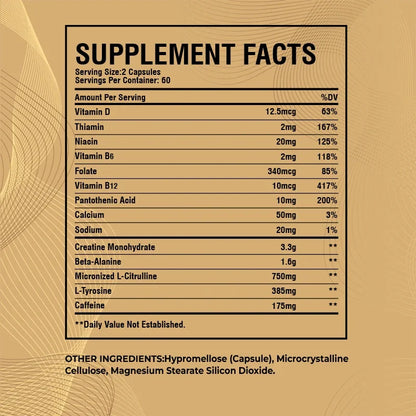Pre-Workout Muscle Building Endurance Support Supplement