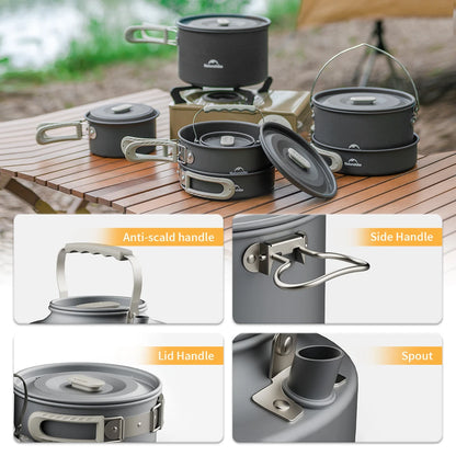 Portable Camping Cookware Kit Frying Pan Kettle