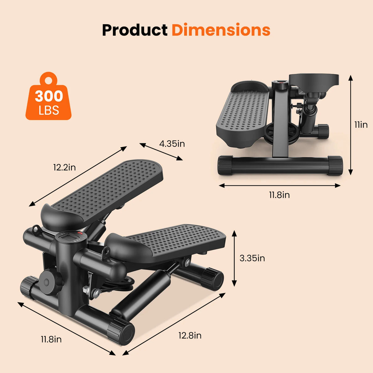 Mini Stepper Resistance Bands Hydraulic Cardio Machine