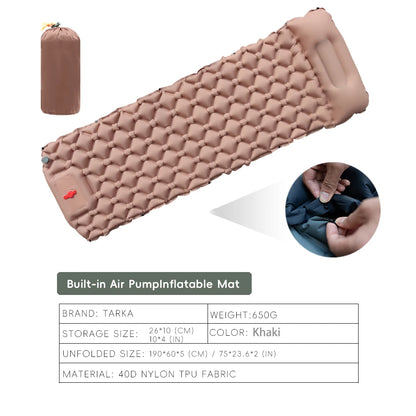 Inflatable Camping Sleeping Pad With Pillow