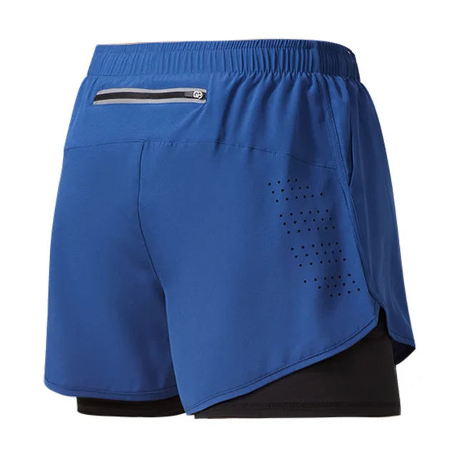 Men's Quick Dry Double Layer Running Workout Shorts