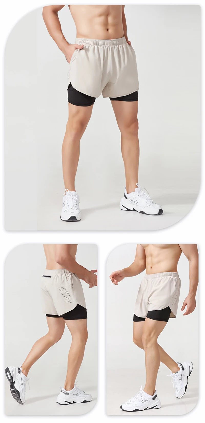 Men's Quick Dry Double Layer Running Workout Shorts
