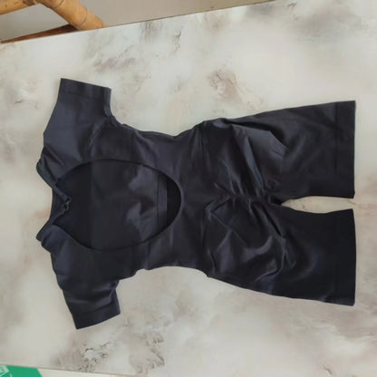 Women's Short Sleeve Backless Fitness Playsuit Activewear