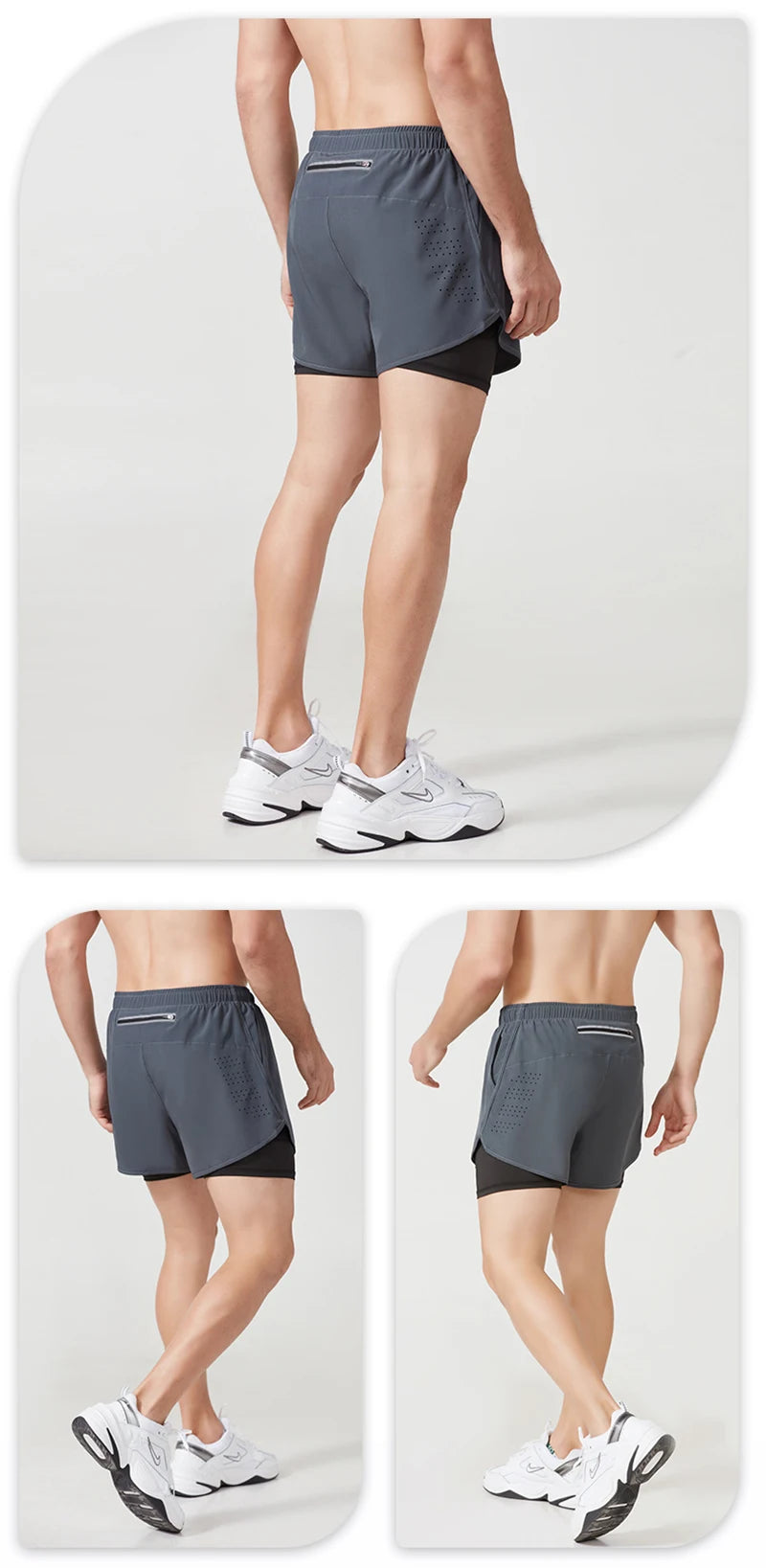 Men's Quick Dry Double Layer Running Workout Shorts