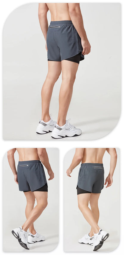 Men's Quick Dry Double Layer Running Workout Shorts