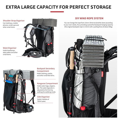 40L 60L Large Capacity Hiking Travel Backpack