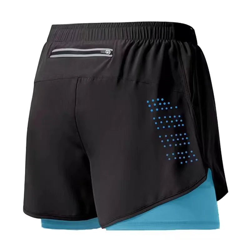 Men's Quick Dry Double Layer Running Workout Shorts