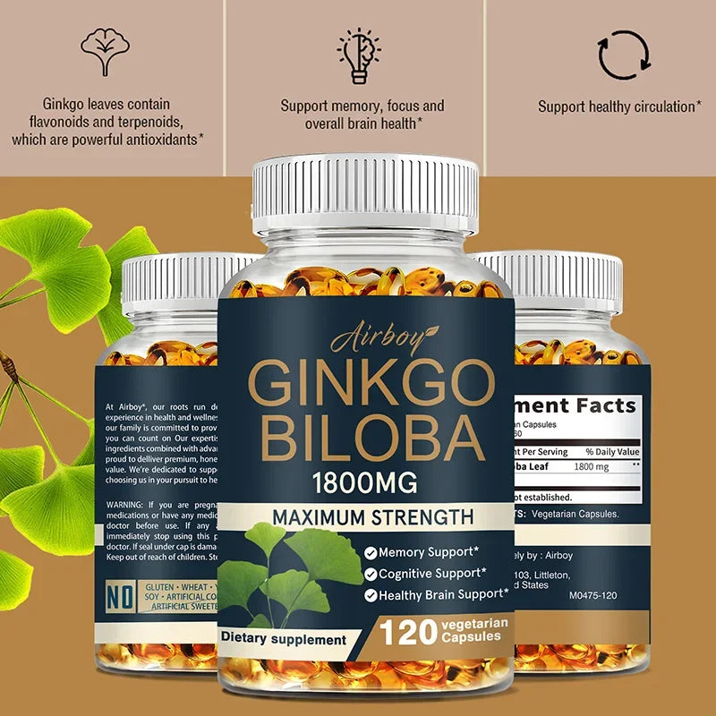 Ginkgo Biloba Brain Support Memory Focus Supplement