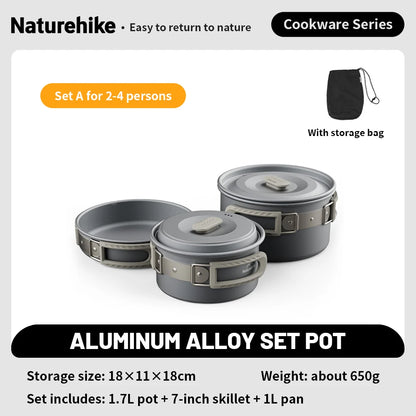 Portable Camping Cookware Kit Frying Pan Kettle