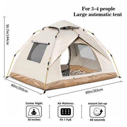 Automatic Pop Up Windproof Rain Resistant Camping Tent