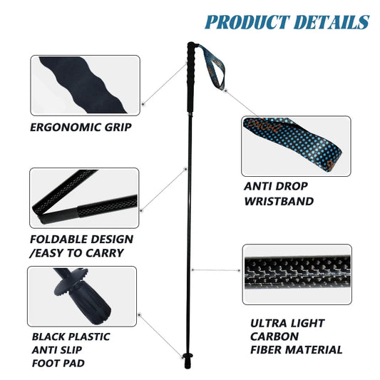 Carbon Fiber Collapsible Telescopic Walking Trekking Poles