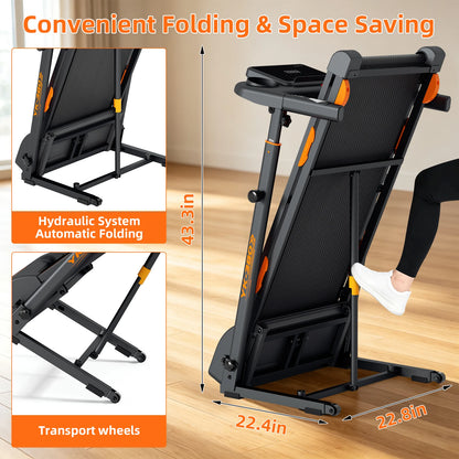 Folding Treadmill Automatic Incline HIIT Home Fitness