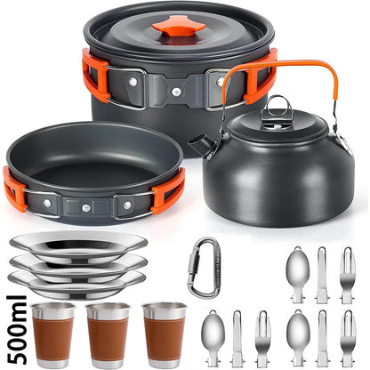 Camping Cooking Set Non Stick Pots Teapot Tableware