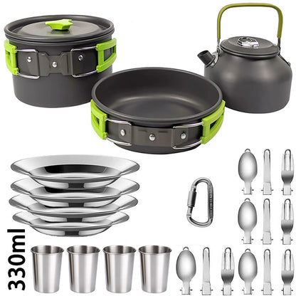 Camping Cooking Set Non Stick Pots Teapot Tableware