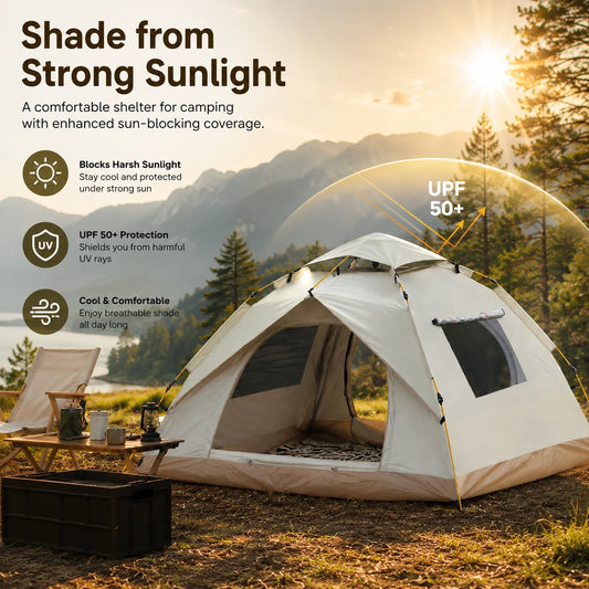 Automatic Pop Up Windproof Rain Resistant Camping Tent