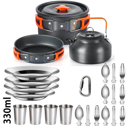 Camping Cooking Set Non Stick Pots Teapot Tableware