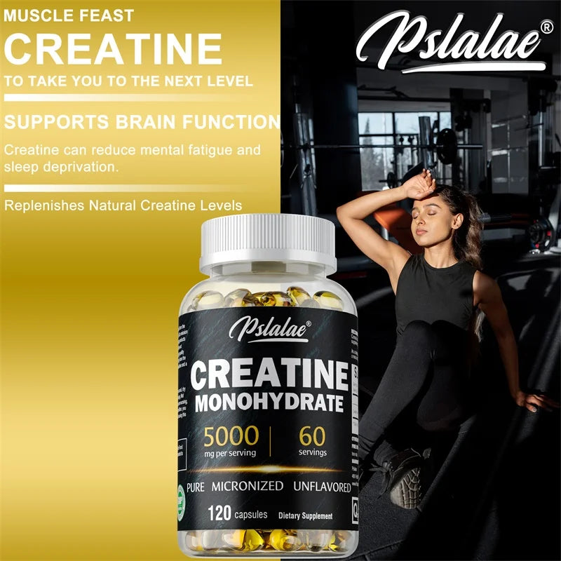 Creatine Monohydrate Capsules Muscle Strength Performance Support