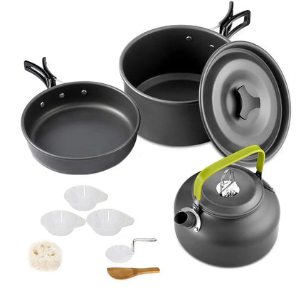 Camping Cooking Set Non Stick Pots Teapot Tableware
